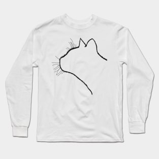 Cat Profile Cute Modern Vegan Elegant Love Cats Forever Vegetarian Gift Brithday Trend Long Sleeve T-Shirt